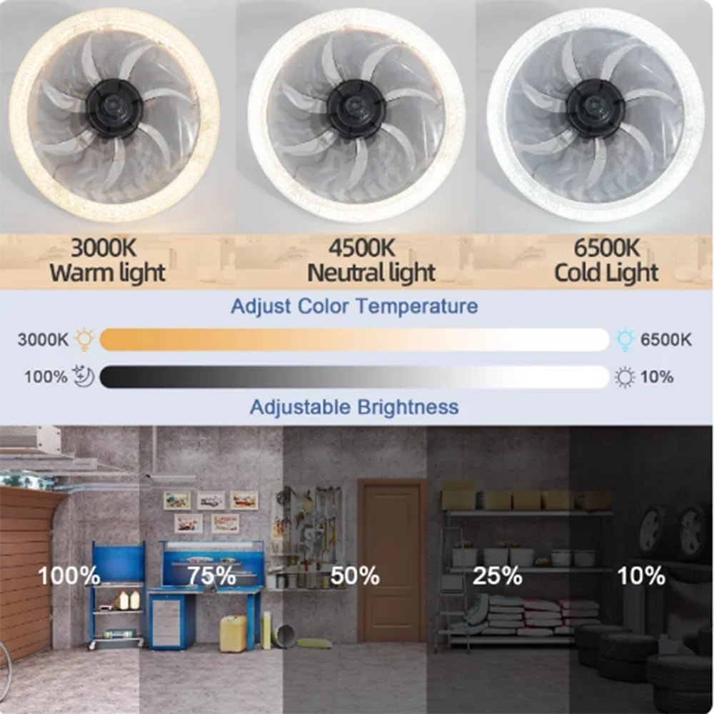 Smart Remote Control Ceiling Fan With LED Lighting Converter Base For Living Room 2