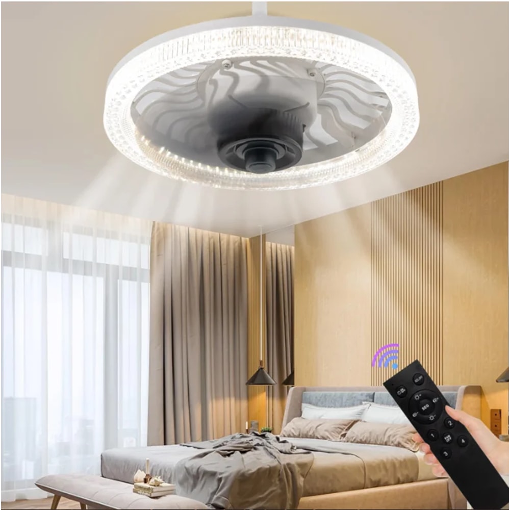 Smart Remote Control Ceiling Fan With LED Lighting Converter Base For Living Room 6