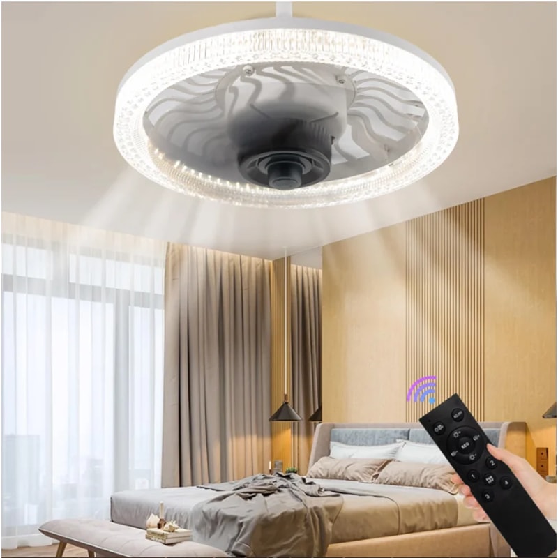 Smart Remote Control Ceiling Fan With LED Lighting Converter Base For Living Room 6