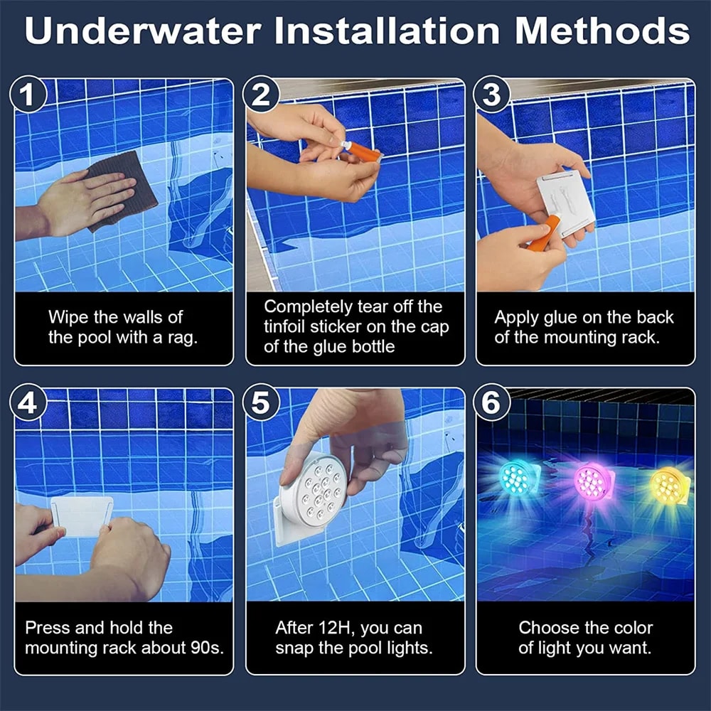 USB Rechargeable Pool Lights With Remote Waterproof Submersible LED Pond Lights For Inground Pool