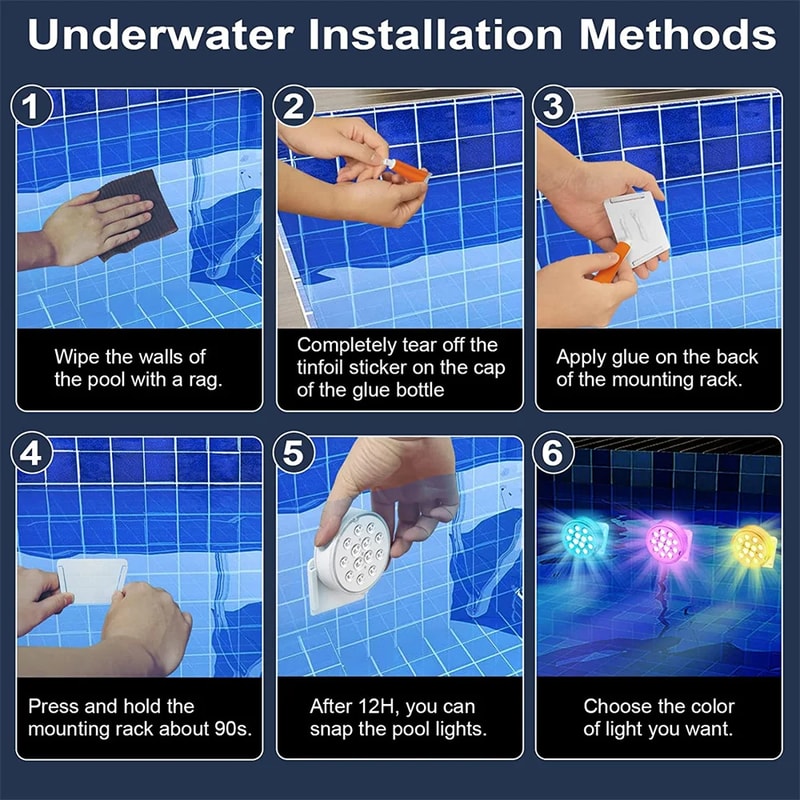 USB Rechargeable Pool Lights With Remote Waterproof Submersible LED Pond Lights For Inground Pool