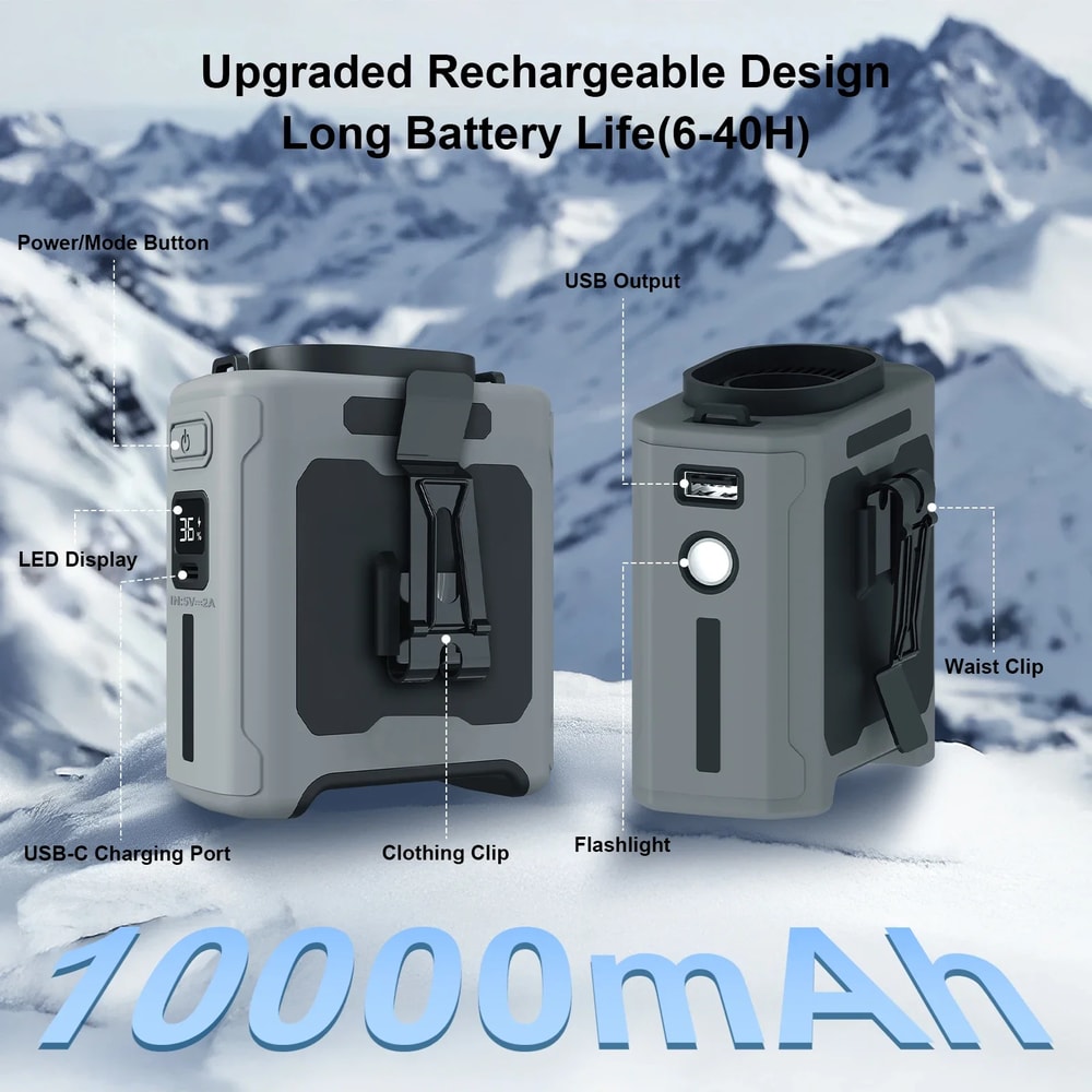 Portable Tactical Flashlight Waist Fan With LED Camping Light Power Bank 1