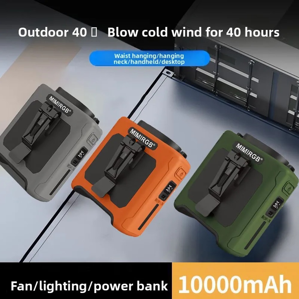 Portable Tactical Flashlight Waist Fan With LED Camping Light Power Bank 2