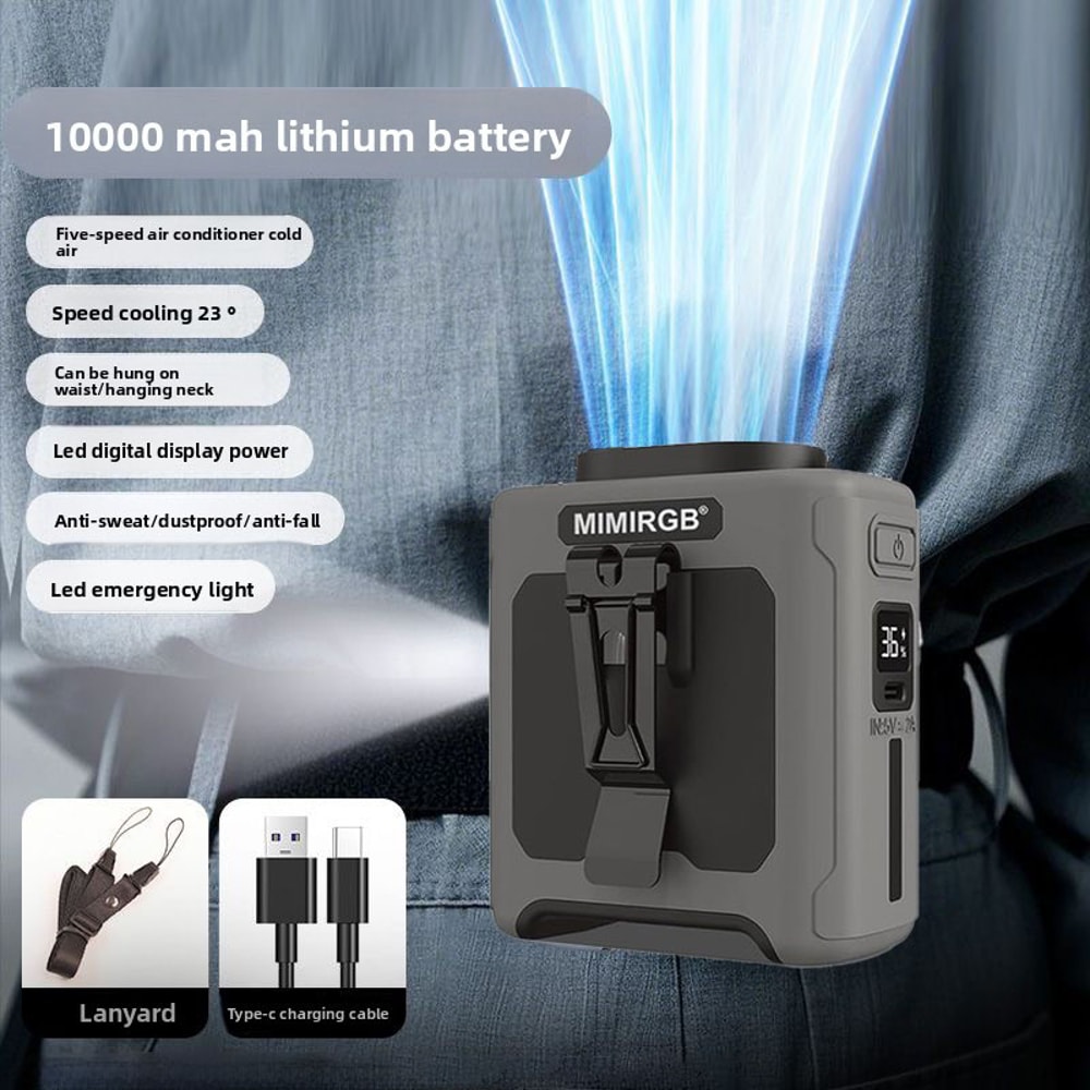 Portable Tactical Flashlight Waist Fan With LED Camping Light Power Bank 4