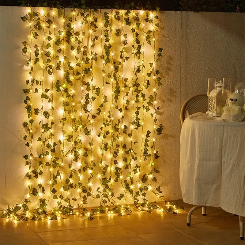 Flower Green Leaf String Lights BatteryPowered Artificial Vine Fairy Lights For Wedding And Home D 1