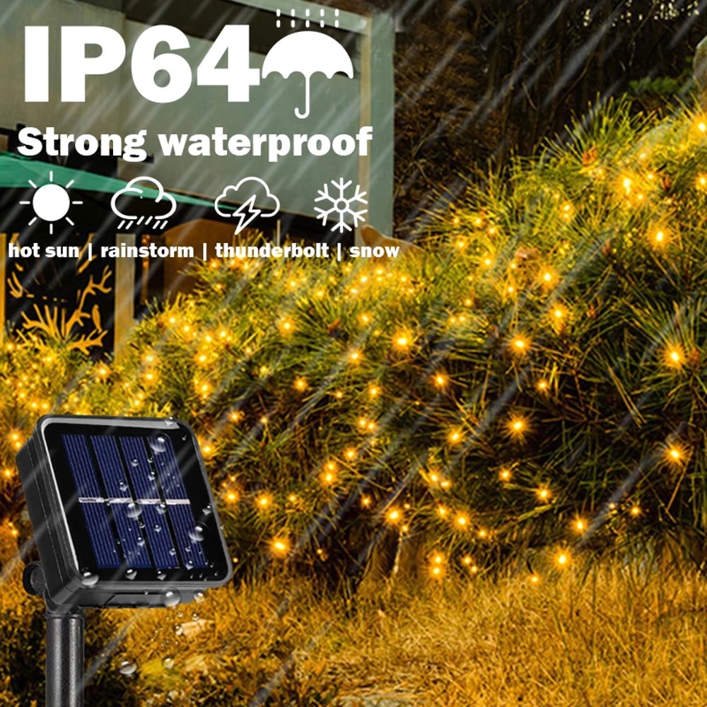 Solar String Lights Outdoor Waterproof Copper Wire Fairy Lights for Wedding, Party, and Christmas Decoration