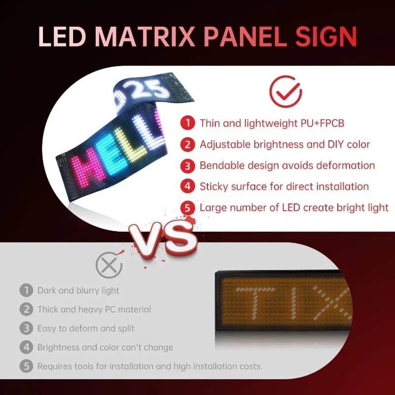 Programmable LED Matrix Display Panel with Bluetooth App for Store Advertising