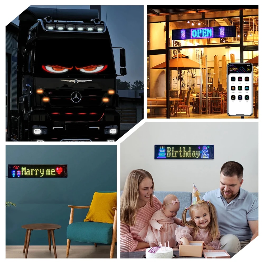 Programmable LED Matrix Display Panel with Bluetooth App for Store Advertising