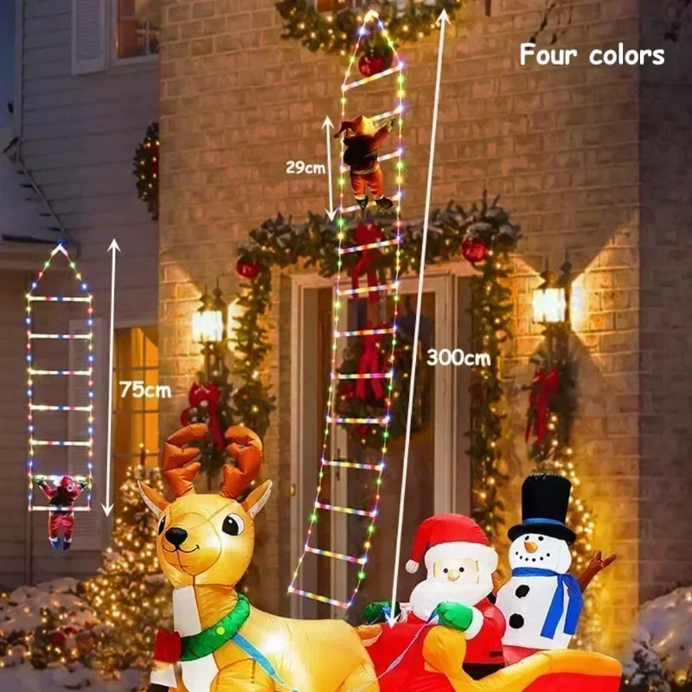 Climbing Santa LED Ladder Lights for Christmas Decor – Holiday Wall Window Xmas Light