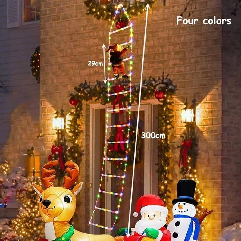 Climbing Santa LED Ladder Lights for Christmas Decor – Holiday Wall Window Xmas Light