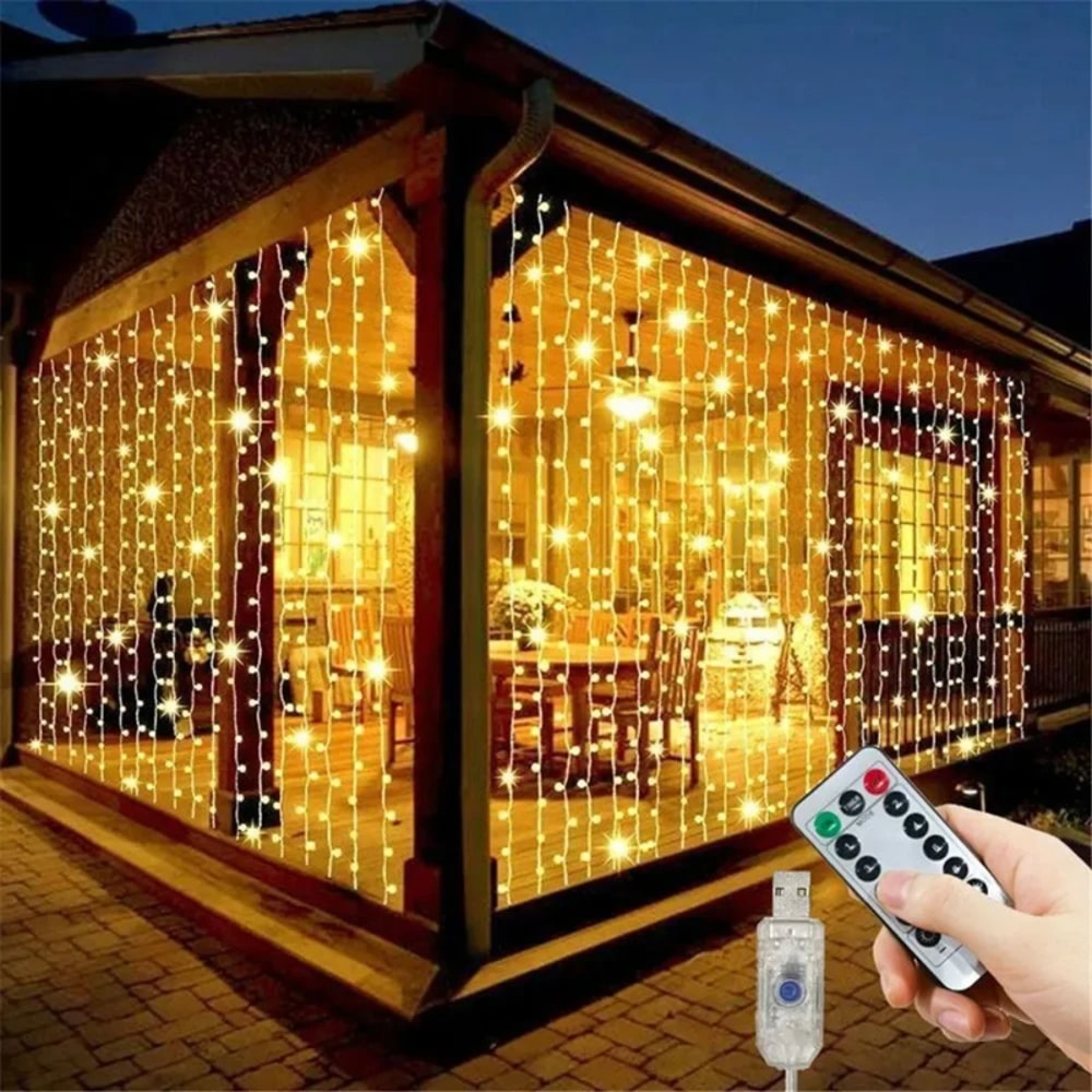 LED Curtain Lights with Remote Control – USB Powered Holiday Christmas Decorations for Home, Wedding & Party