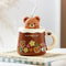 Creative Bear Ceramic Mug With Lid Straw Large Capacity Coffee Cup For Breakfast Milk 6