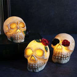 halloween rose skull resin lights – spooky horror-themed indoor/outdoor lawn decor