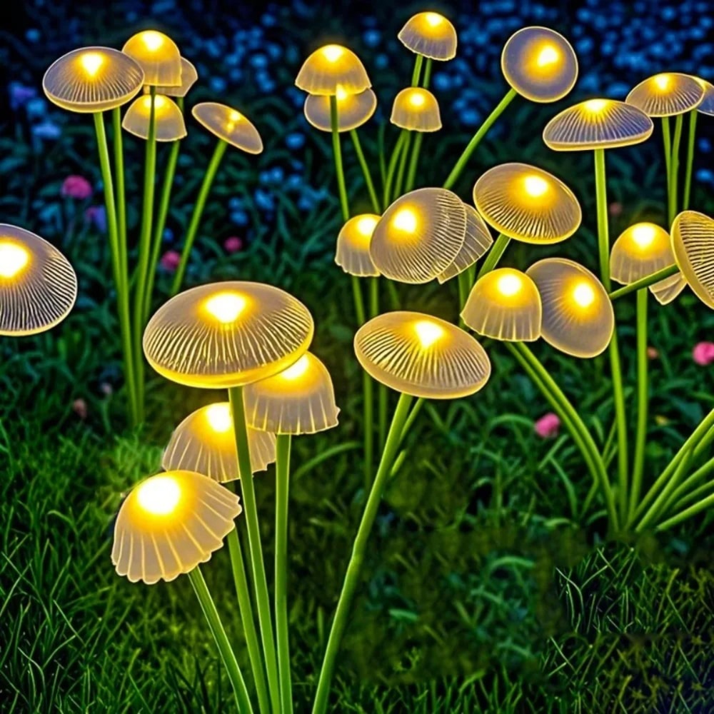 Solar Mushroom Garden Lights - Waterproof LED Jellyfish Lamps for Patio & Pathway Decor