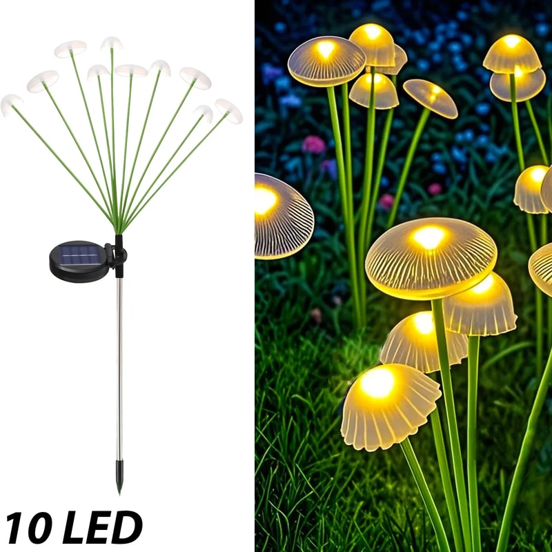 Solar Mushroom Garden Lights - Waterproof LED Jellyfish Lamps for Patio & Pathway Decor