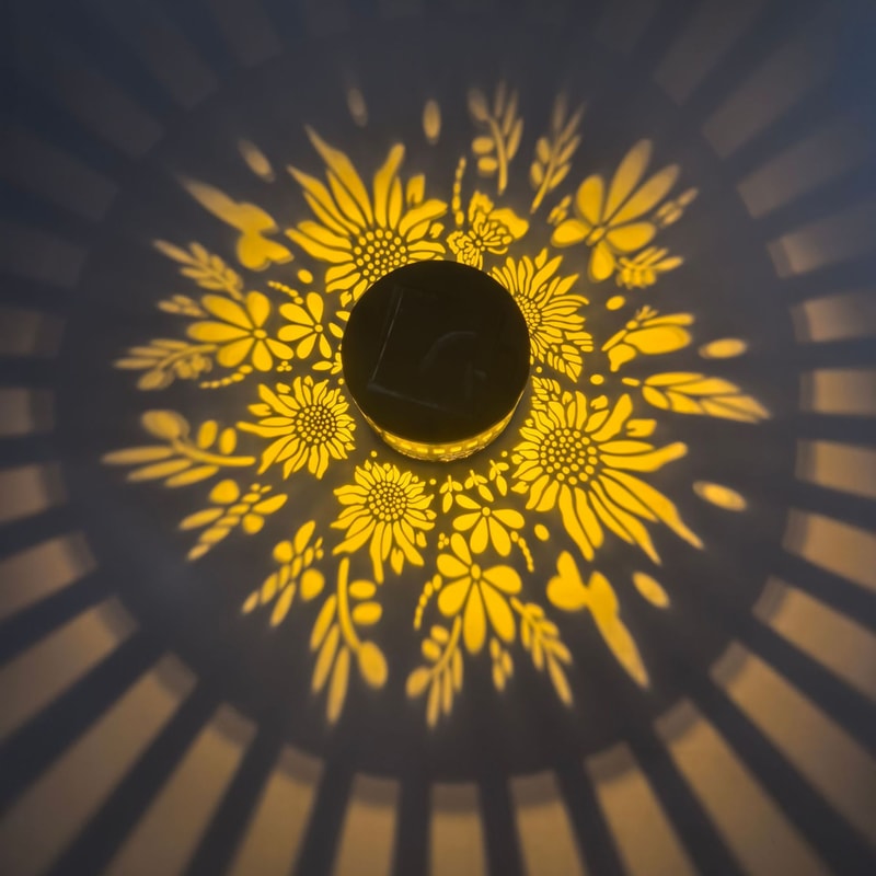 Solar Mandala Sunflower Wall Light With LED Bulbs Waterproof Outdoor Pendant For Garden Courtyard 3
