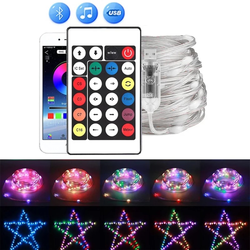 String LED Bluetooth Fairy Lights Dreamcolor RGB DIY Party Christmas Tree Lights Wedding Decor Garl 3