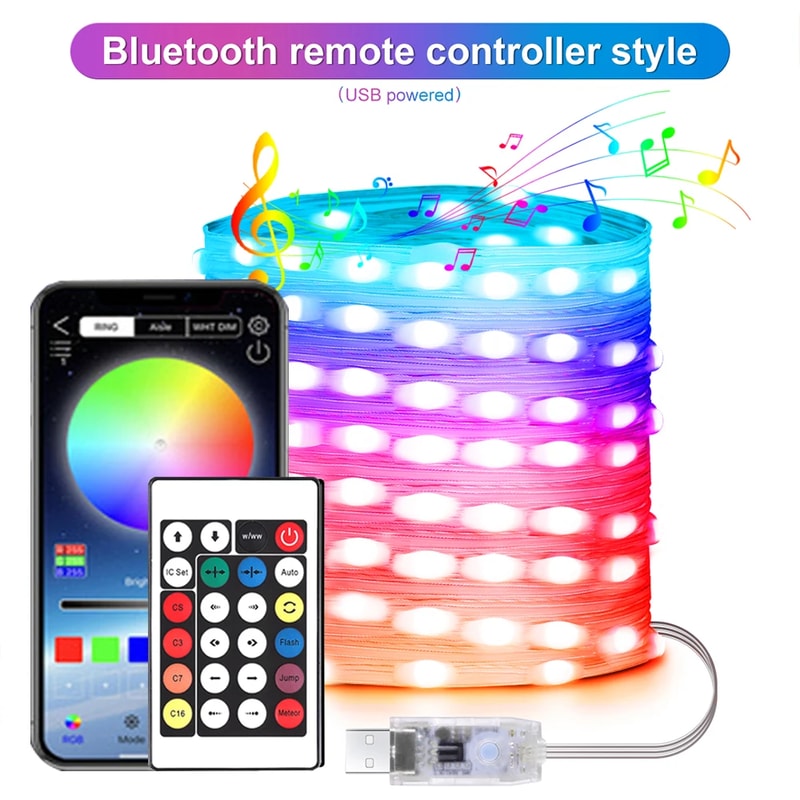 String LED Bluetooth Fairy Lights Dreamcolor RGB DIY Party Christmas Tree Lights Wedding Decor Garl 5