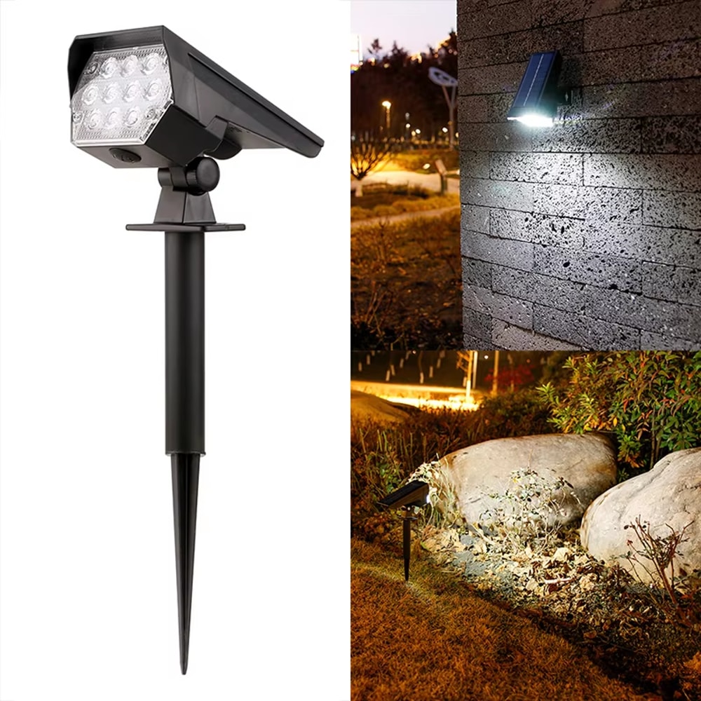 Solar Spotlight for Outdoor Lighting – 180° Adjustable, Waterproof & Anti-Aging Ground/Wall Mount for Garden Yard