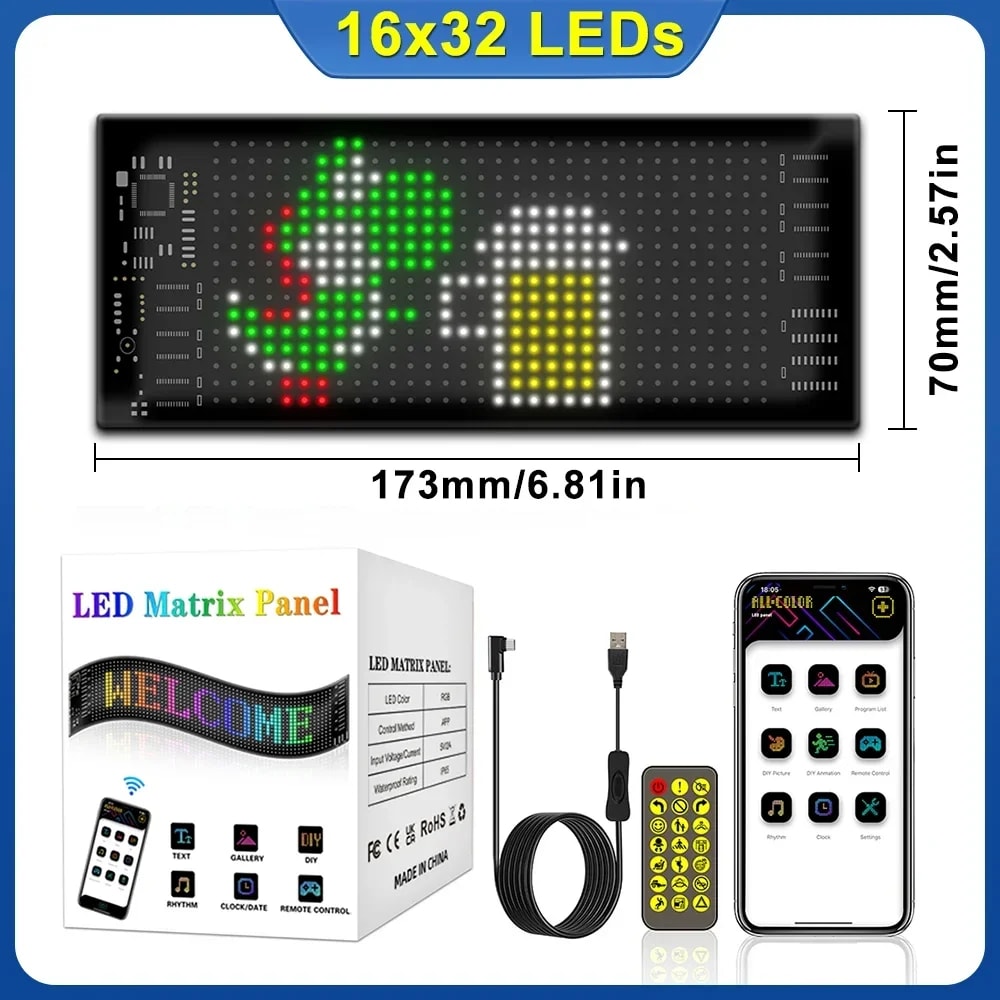 Smart Bluetooth LED Matrix Panel Programmable Scrolling Night Light For Car Store Hotel Bar 6