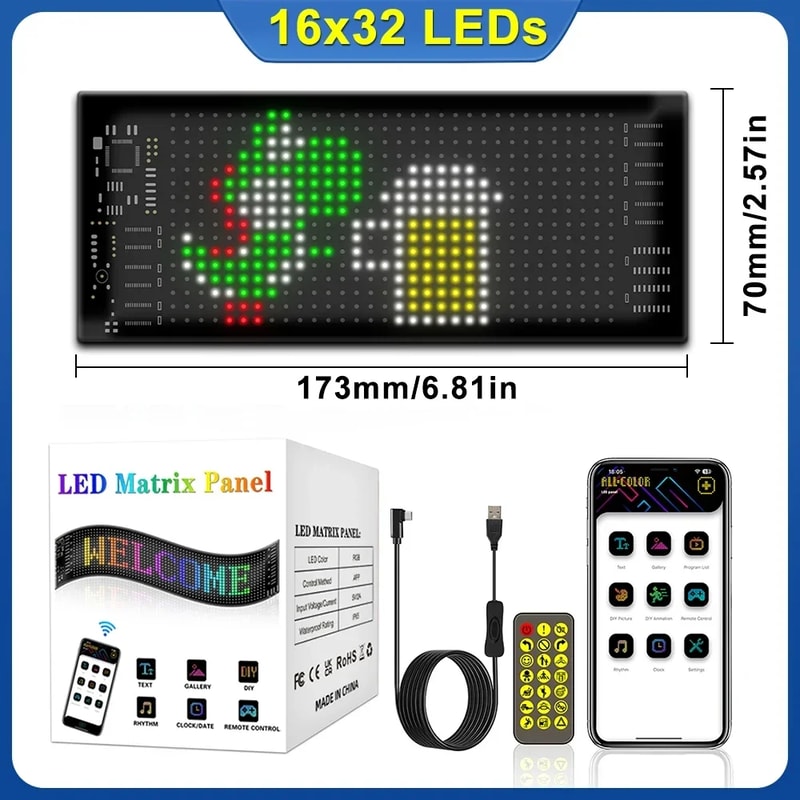 Smart Bluetooth LED Matrix Panel Programmable Scrolling Night Light For Car Store Hotel Bar 6