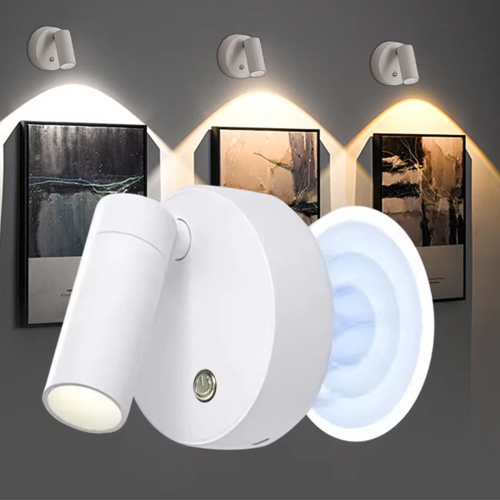 LED Magnetic Rechargeable Wall Light – Dimmable Spotlight with Touch Switch, Wireless Bedside Lamp for Reading