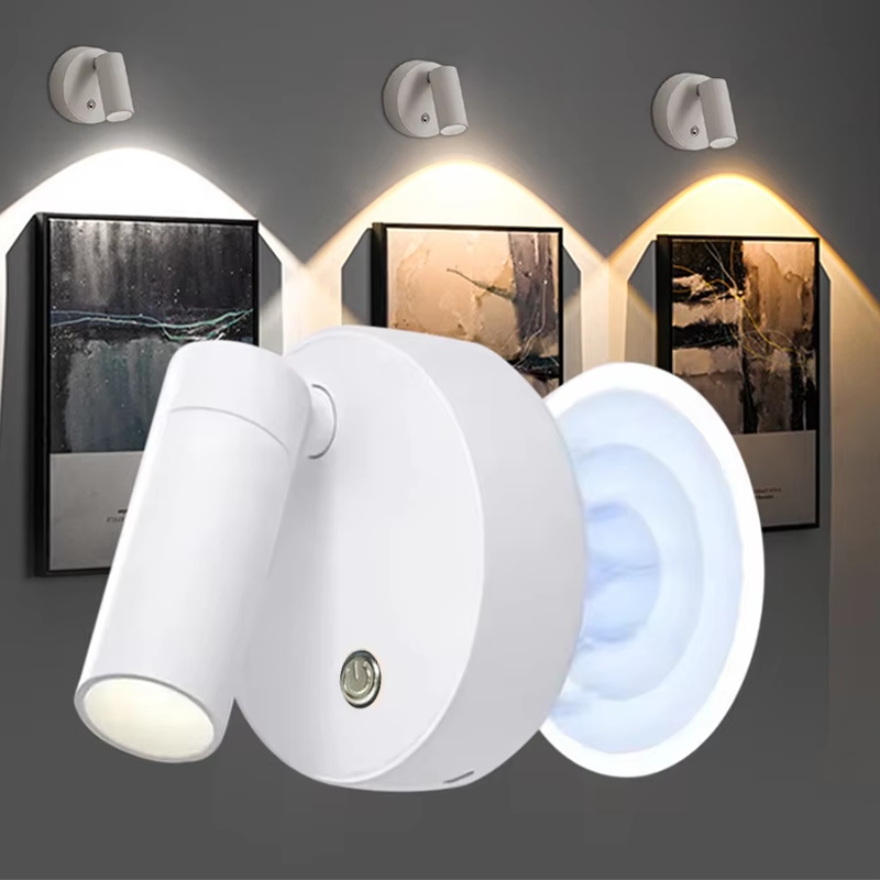 LED Magnetic Rechargeable Wall Light – Dimmable Spotlight with Touch Switch, Wireless Bedside Lamp for Reading