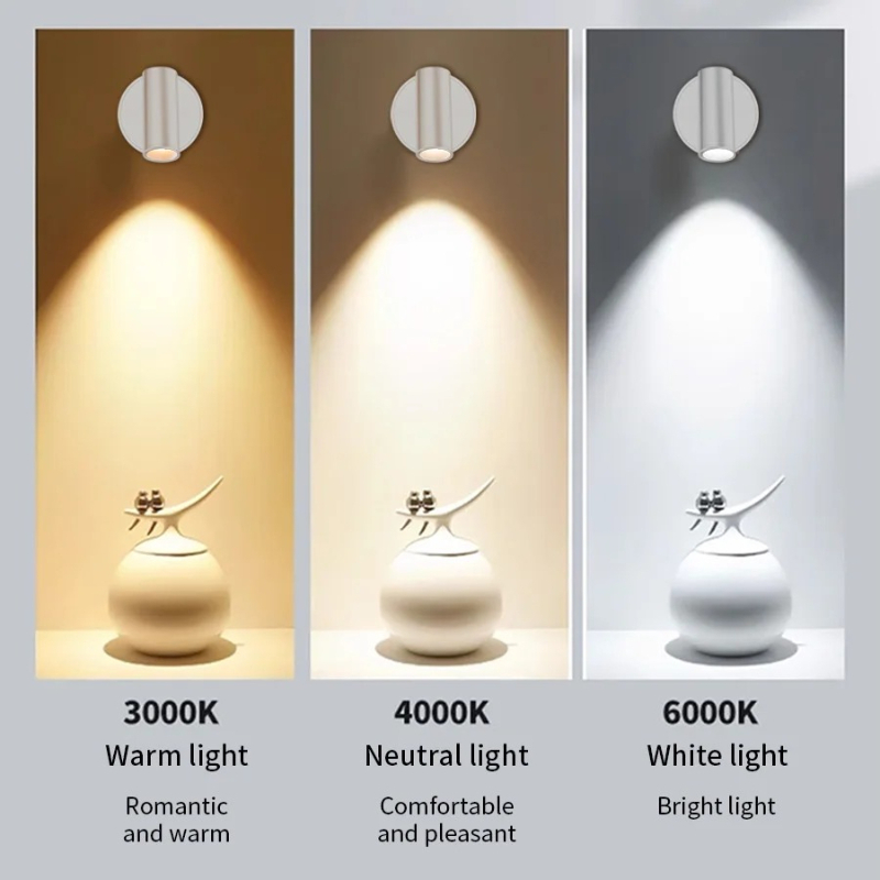 LED Magnetic Rechargeable Wall Light – Dimmable Spotlight with Touch Switch, Wireless Bedside Lamp for Reading