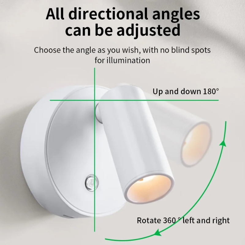LED Magnetic Rechargeable Wall Light – Dimmable Spotlight with Touch Switch, Wireless Bedside Lamp for Reading
