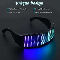 programmable led glasses with bluetooth & rgb light display – perfect for parties & holidays