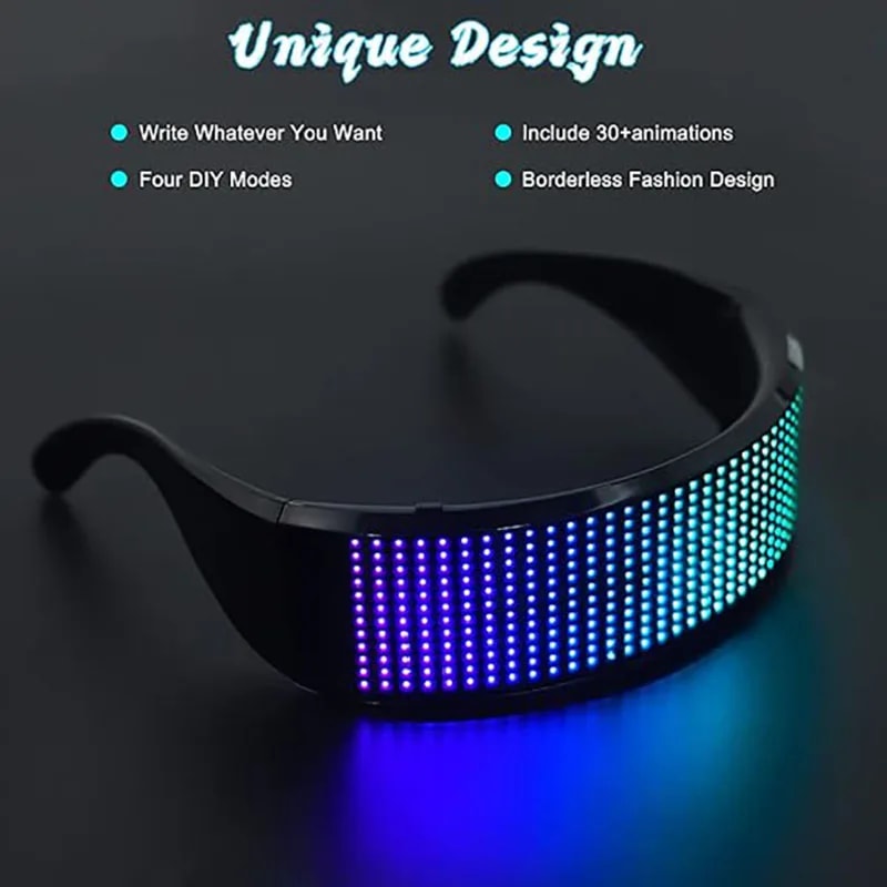 Programmable LED Glasses with Bluetooth & RGB Light Display – Perfect for Parties & Holidays