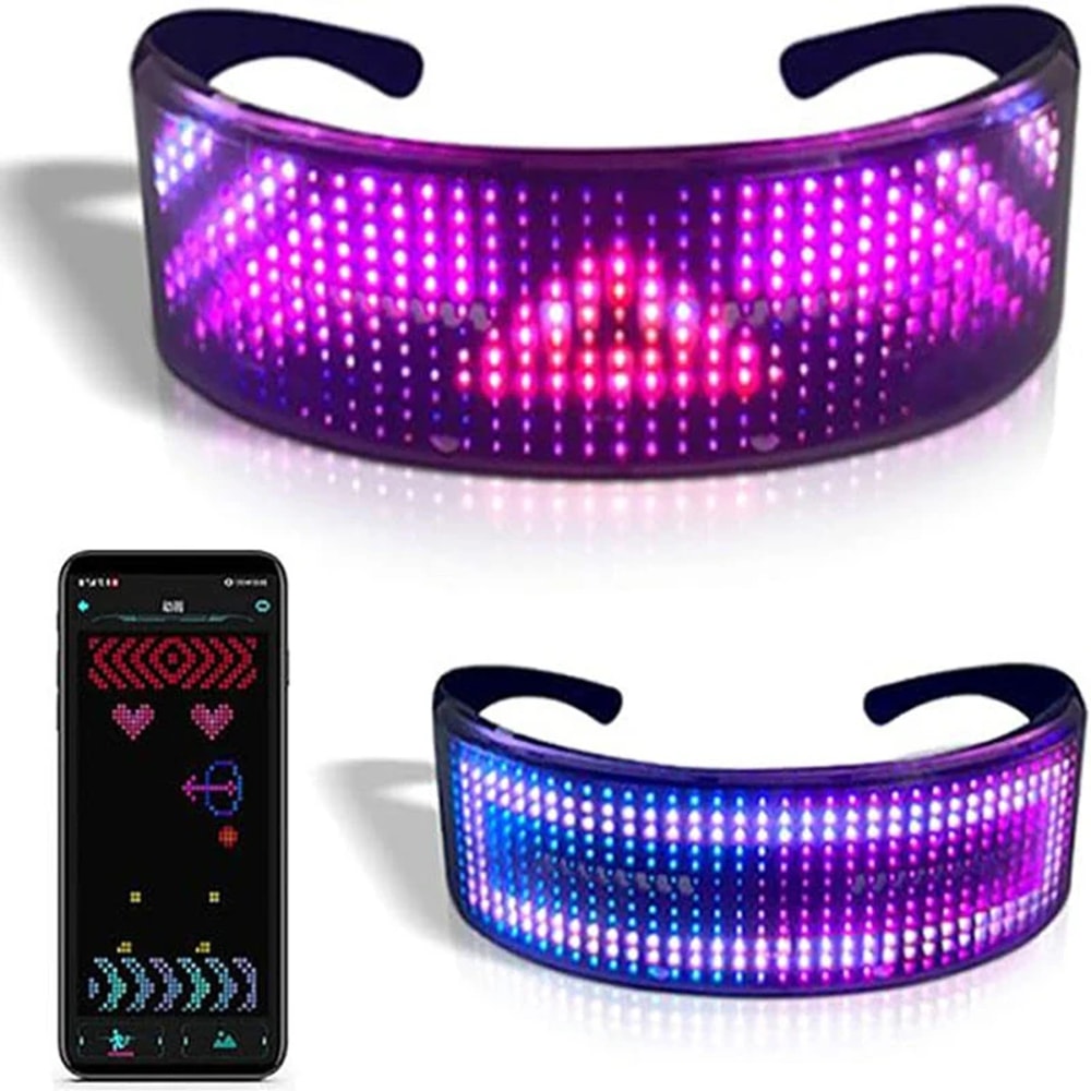Programmable LED Glasses with Bluetooth & RGB Light Display – Perfect for Parties & Holidays