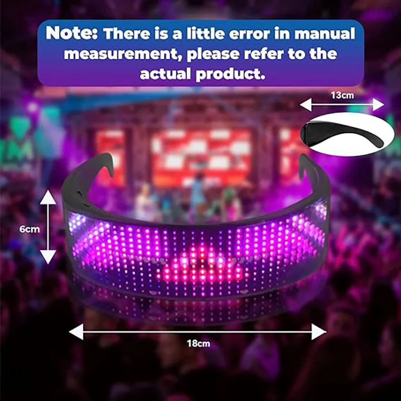 Programmable LED Glasses with Bluetooth & RGB Light Display – Perfect for Parties & Holidays