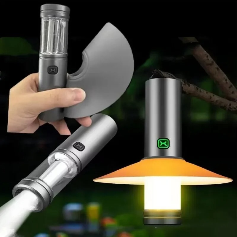 Rechargeable Camping Light & Flashlight with Magnetic Base – Portable Silicone Lid Flame Lamp for Tent & Garden