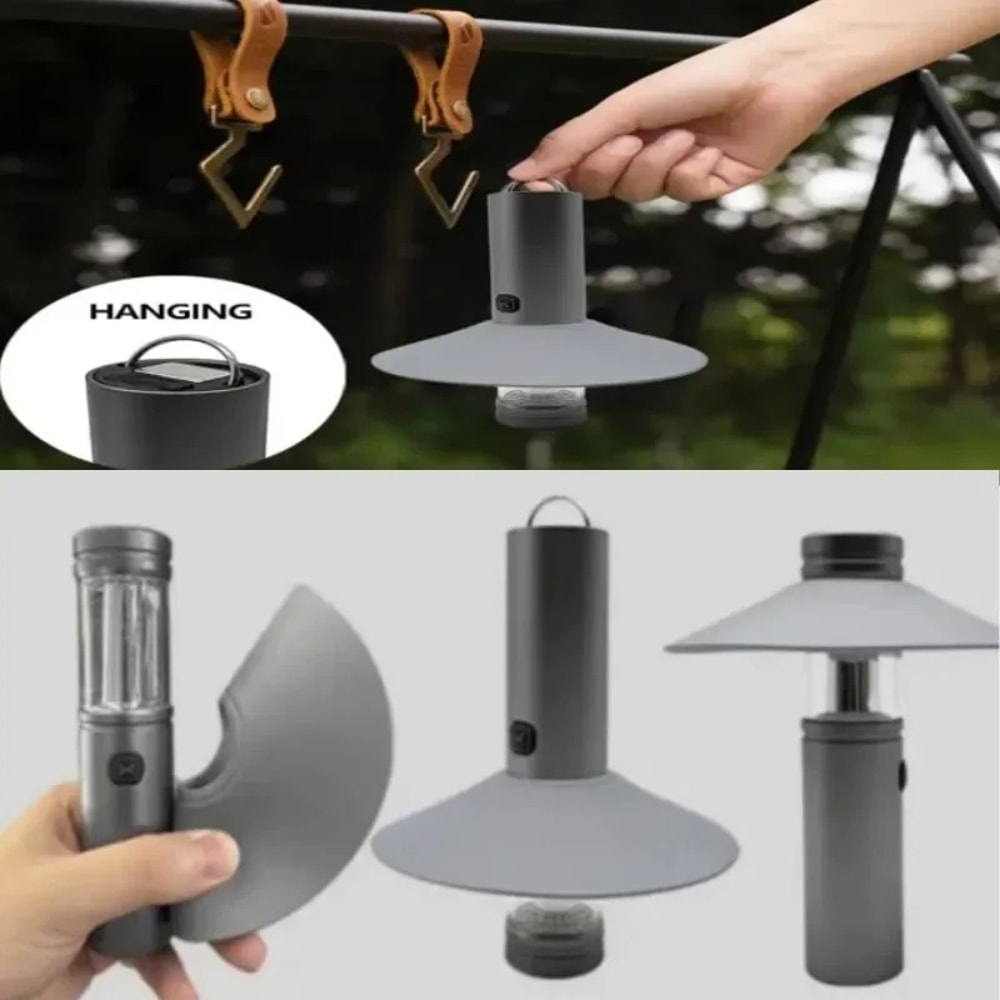 Rechargeable Camping Light & Flashlight with Magnetic Base – Portable Silicone Lid Flame Lamp for Tent & Garden