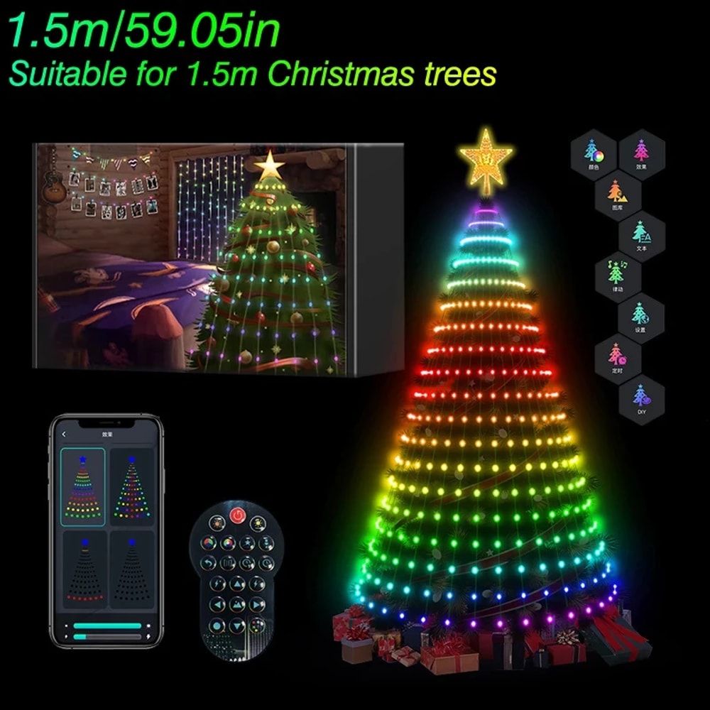 Bluetooth RGB Christmas Tree Lights DIY LED String Light With IC Control 6