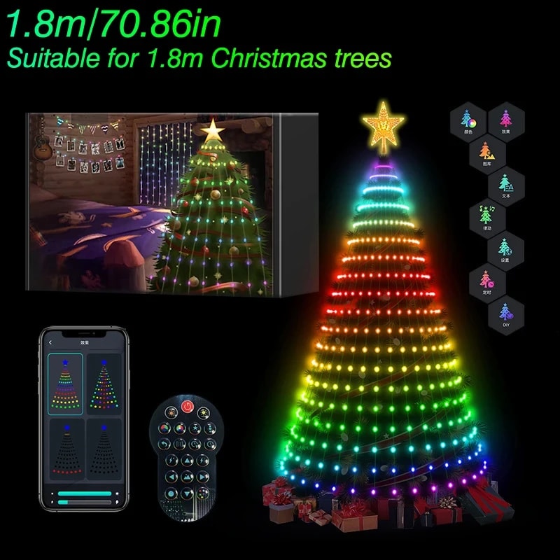 Bluetooth RGB Christmas Tree Lights DIY LED String Light With IC Control 7