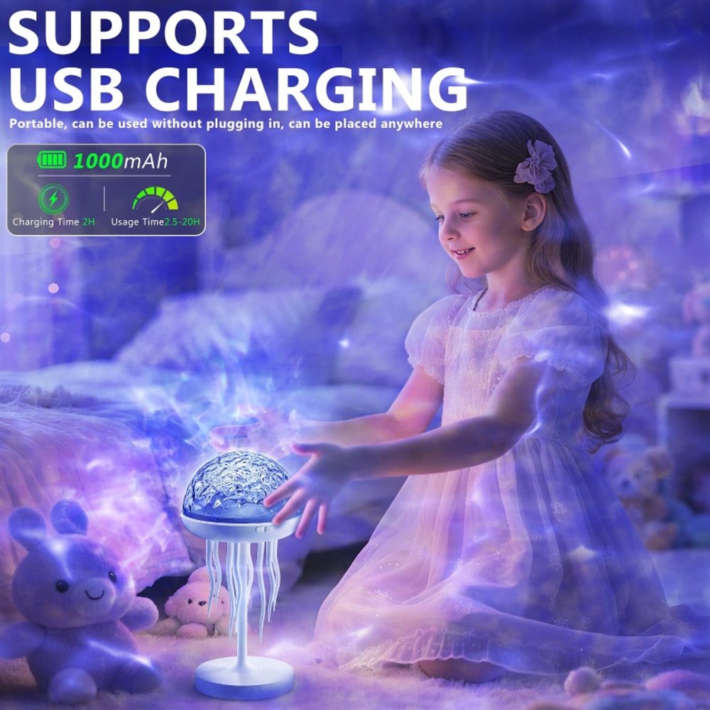 Degree Rotating Jellyfish Projection Night Light with Intelligent Color Atmosphere & Remote Control – Creative