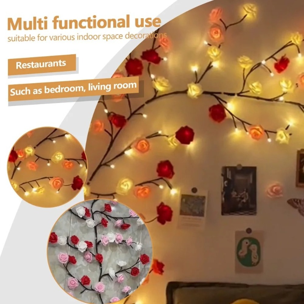 Flower Branch LED Light with Remote Control - Bendable USB Wall Window Decor