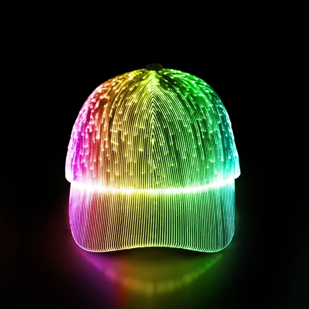 Men Women LED Fiber Optic Baseball Cap –Colors USB Charging Light Up Hat for Night Running & Hip Hop Style