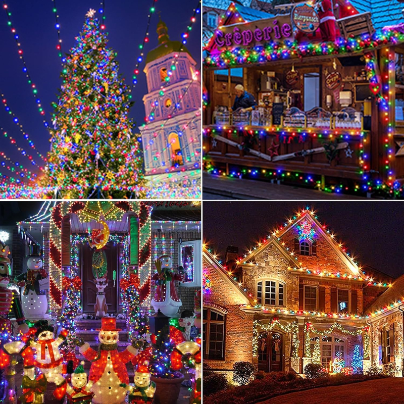 Solar Christmas Lights - LED Multicolor Outdoor Waterproof Lights with 8 Modes for Holiday Decorations
