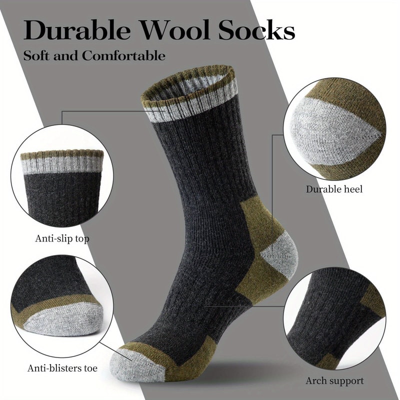 Winter Merino Wool Hiking Socks - Warm, Moisture-Wicking, Breathable & Durable Thermal Socks for Men and Women