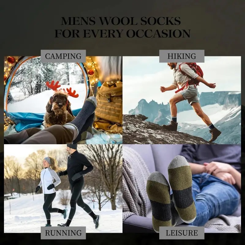 Winter Merino Wool Hiking Socks - Warm, Moisture-Wicking, Breathable & Durable Thermal Socks for Men and Women