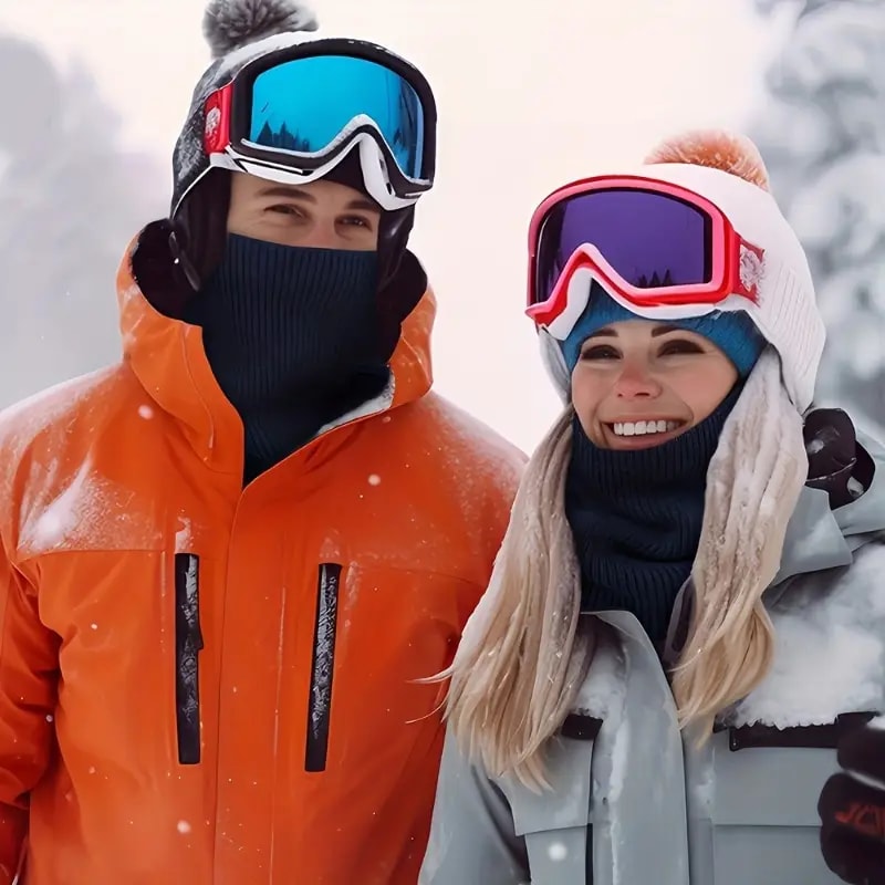 Warm Knitted Scarf With Thickened Plush Windproof Neck Gaiter For Cold Weather Sports Ski Running 3