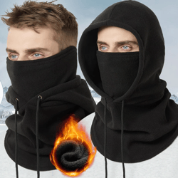 winter thermal fleece hat for men and women - windproof outdoor skiing & cycling neck warmer face mask hooded cap