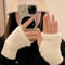 Fashionable Half Finger Gloves For Women Soft Warm Luxurious Winter Plush Knitted Fingerless Glove 1