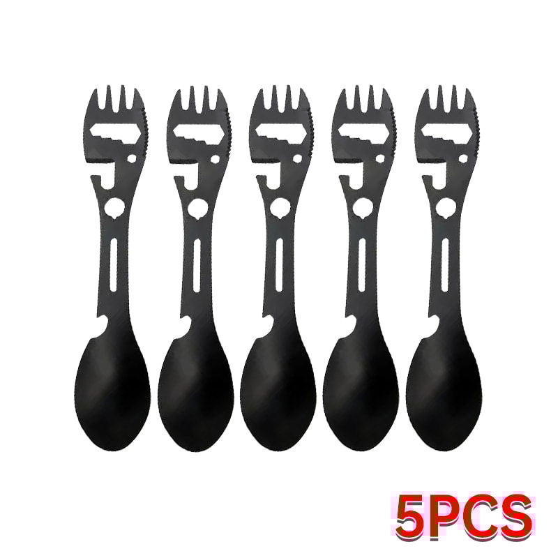 Camping Utensils Set Stainless Steel Travel Cutlery For Hiking Survival Gear 7