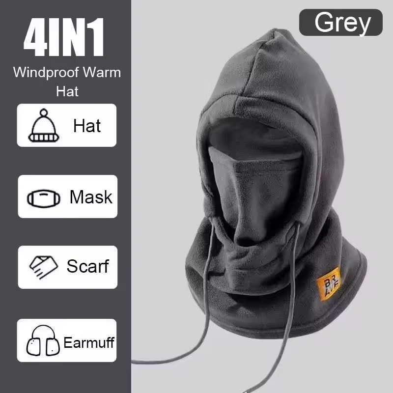 Winter Warm Hooded Hat with Windproof Polar Fleece Ski Mask for Men & Women – Thermal Neck Cover for Outdoor Sports