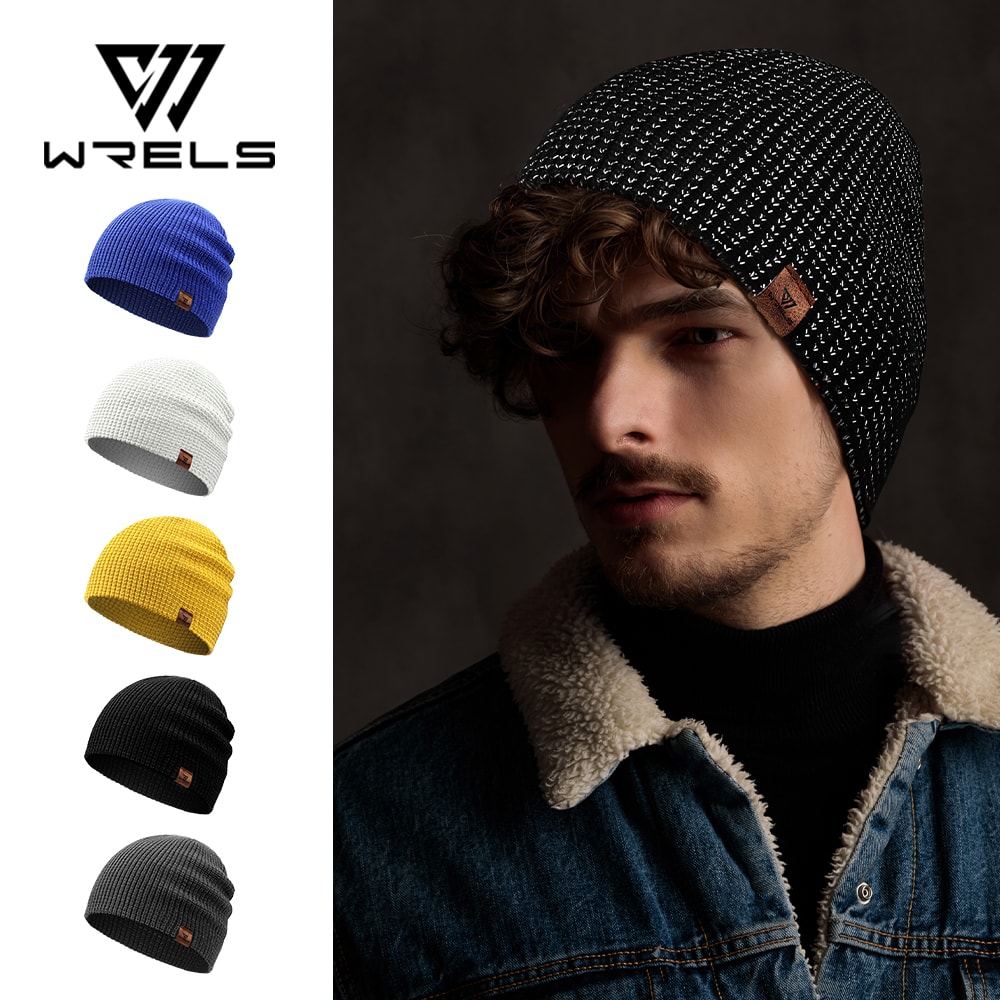 WRELS Winter Knitted Beanie Hat – Reflective Warm Unisex Hat for Running, Cycling & Skiing