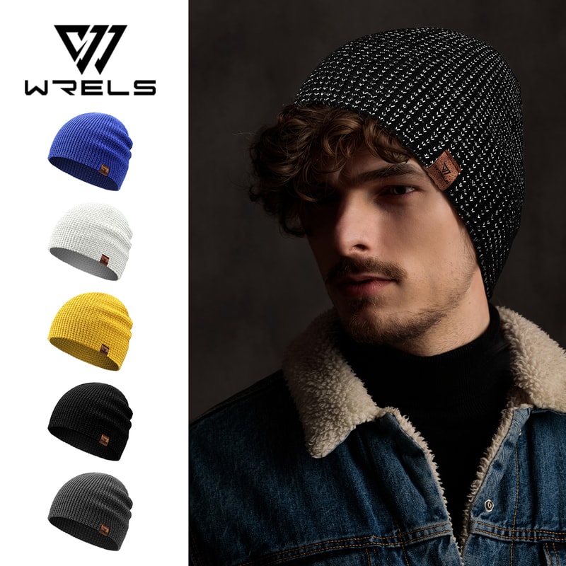WRELS Winter Knitted Beanie Hat – Reflective Warm Unisex Hat for Running, Cycling & Skiing